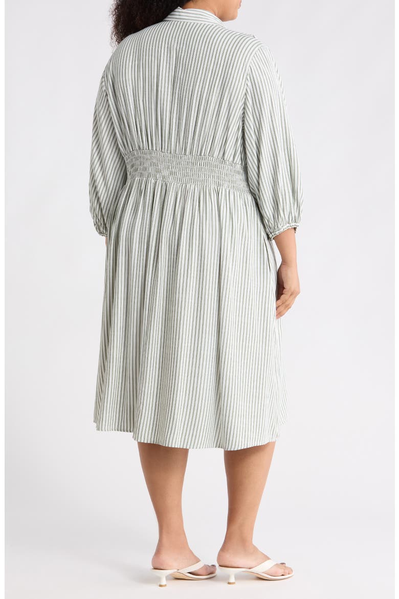 Tiered Shirtdress, Alternate, color, GREEN/ CREAM TABLE STRIPE