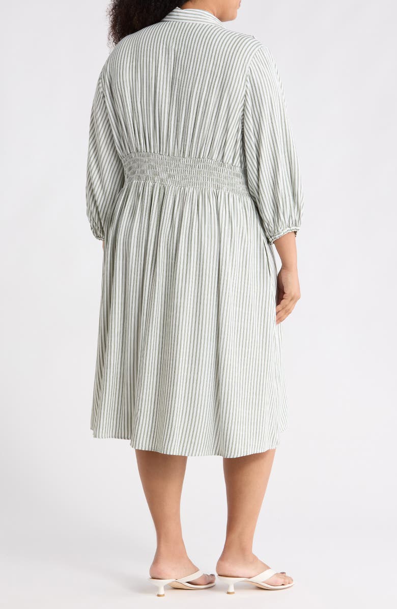 MAX STUDIO Tiered Shirtdress, Alternate, color, Green/ Cream Table Stripe