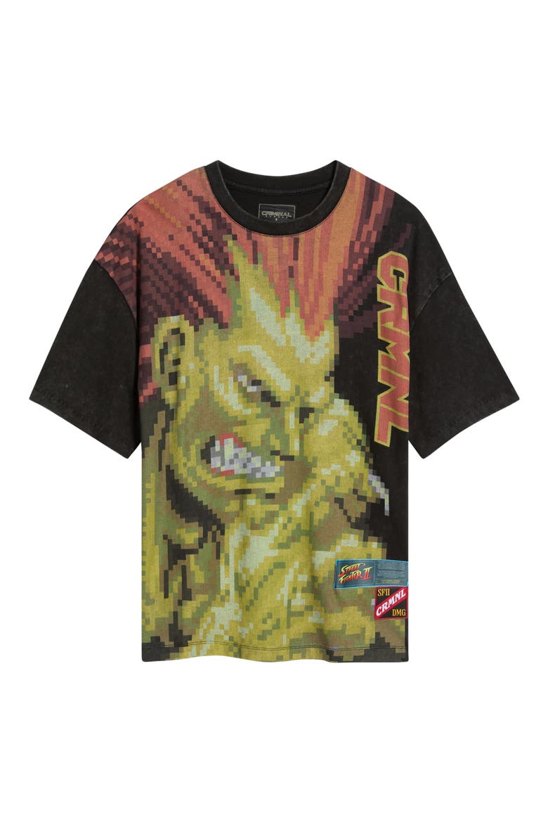 x Street Fighter II Blanka T-Shirt, Main, color, WASHED BLACK
