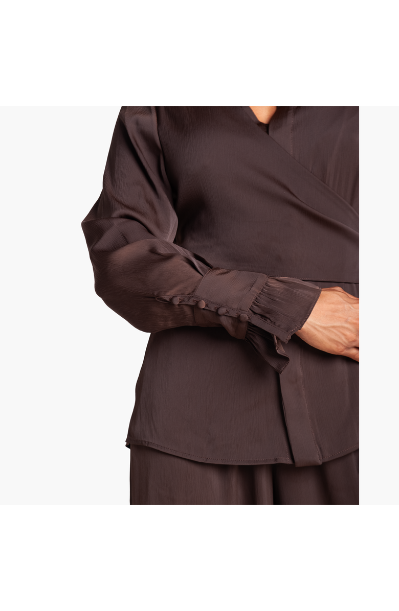 RICHANTEE Long Sleeve Wrap Top, Alternate, color, Brown