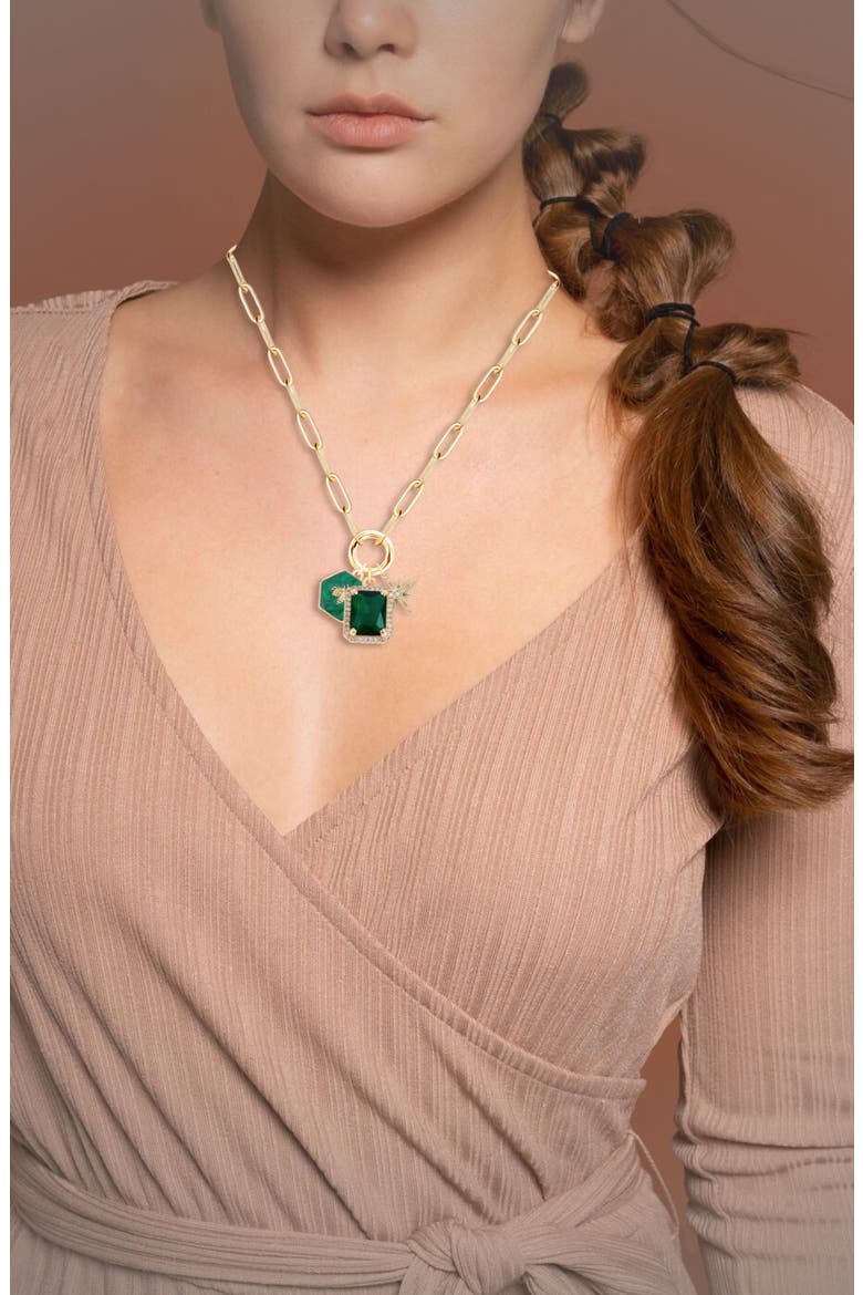 Emerald Luxe Everlink Necklace, Alternate, color, Green