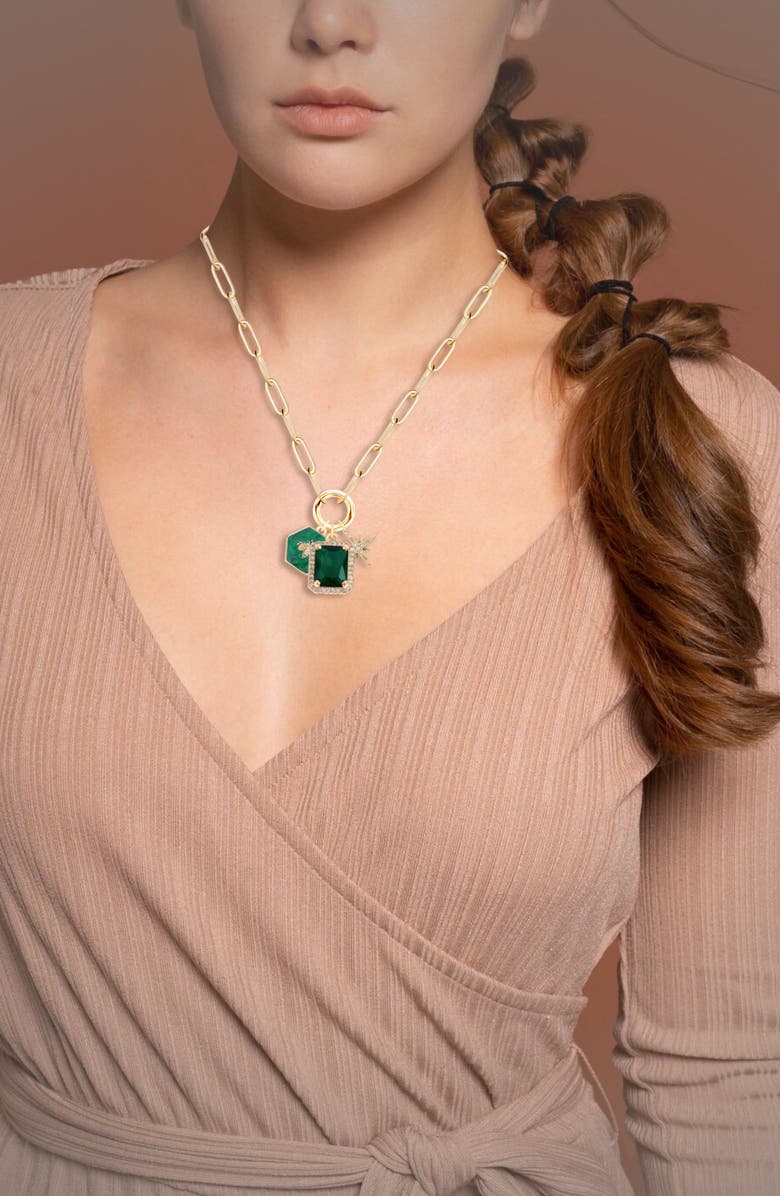 Emma Rae Emerald Luxe Everlink Necklace, Alternate, color, Green