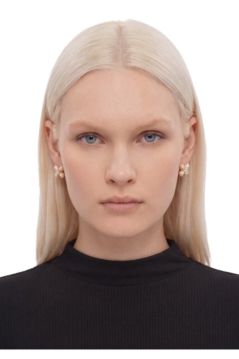 Indu Flower Studs, Alternate, color, Gold