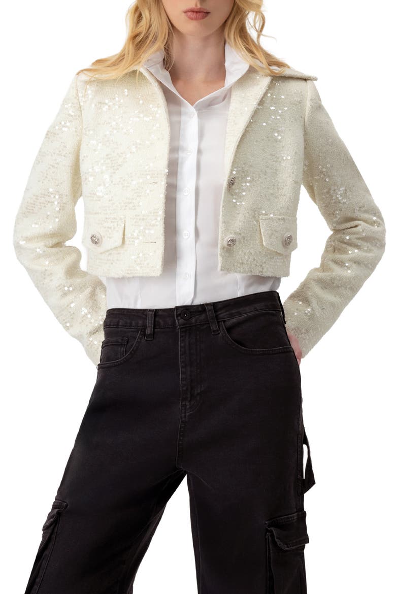 Short Sequin Jacket, Main, color, Ivory