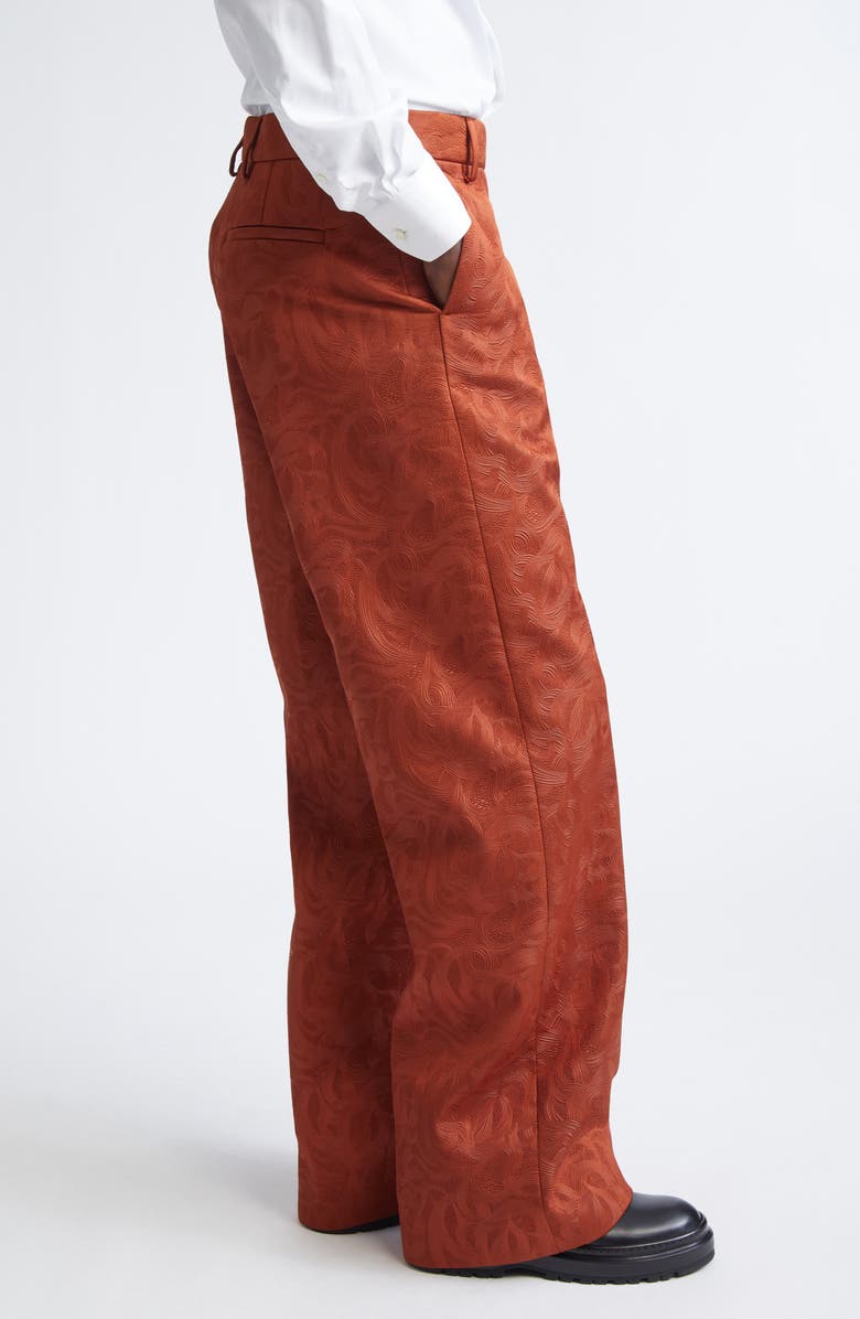 Dries Van Noten Paxy Abstract Swirl Jacquard Straight Leg Pants, Alternate, color, Rust