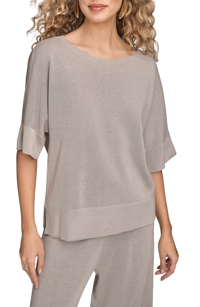 Donna Karan New York Sequin Boxy Crewneck Sweater, Main, color, Vapor