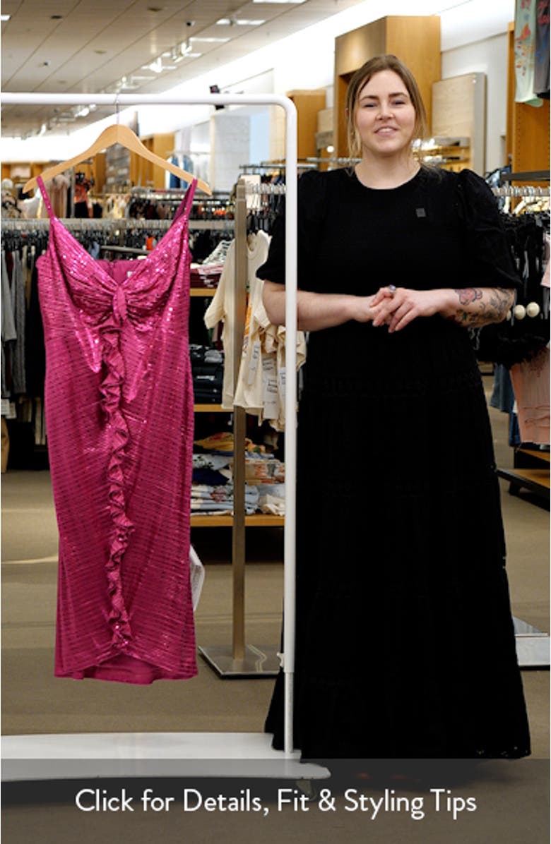 Textured Sequin Stripe Cocktail Midi Dress, sales video thumbnail