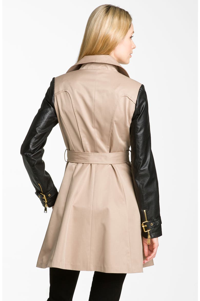 Mixed Media Trench Coat, Alternate, color, KHAKI
