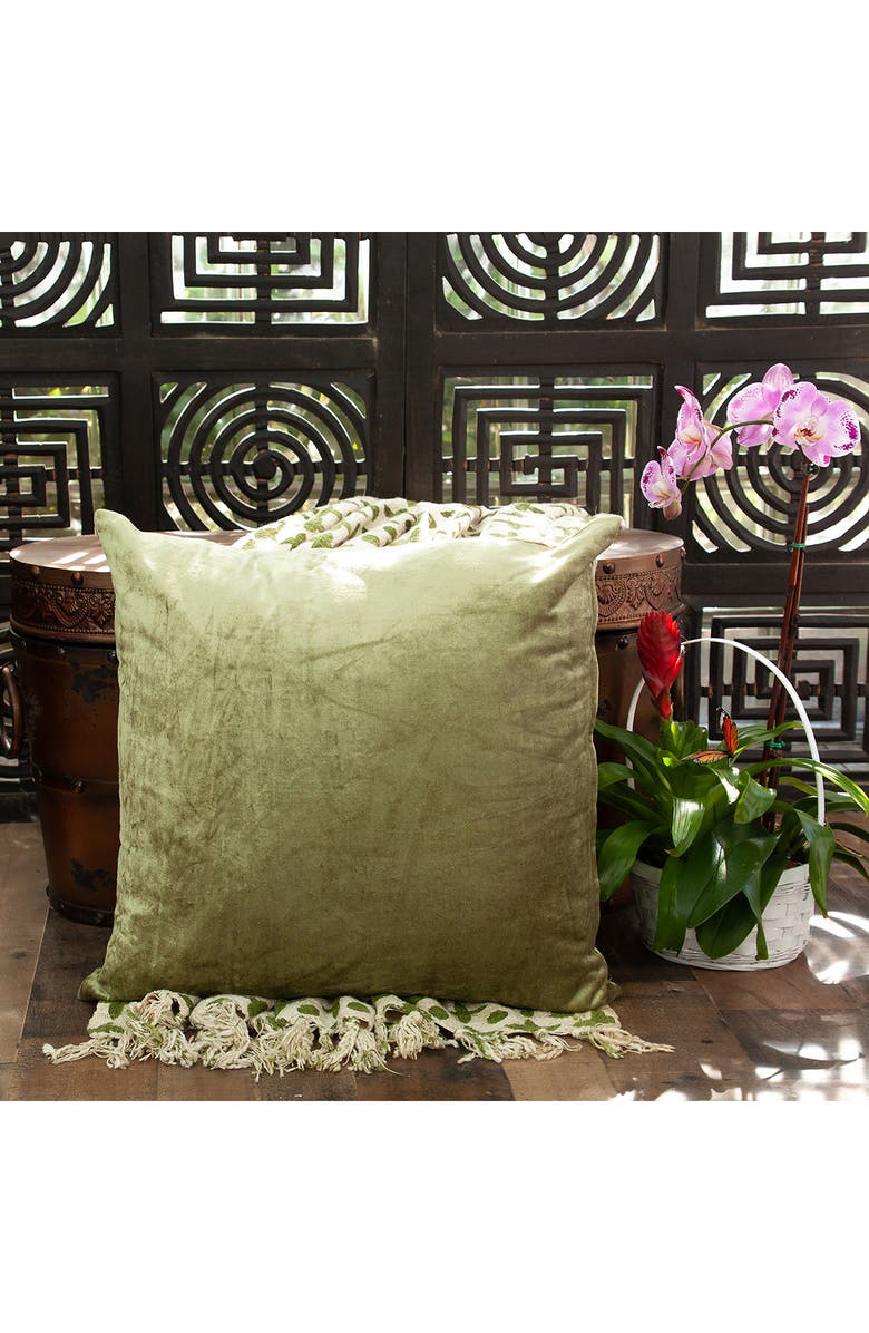PARKLAND COLLECTION Sphene Velvet Accent Pillow, Alternate, color, Olive