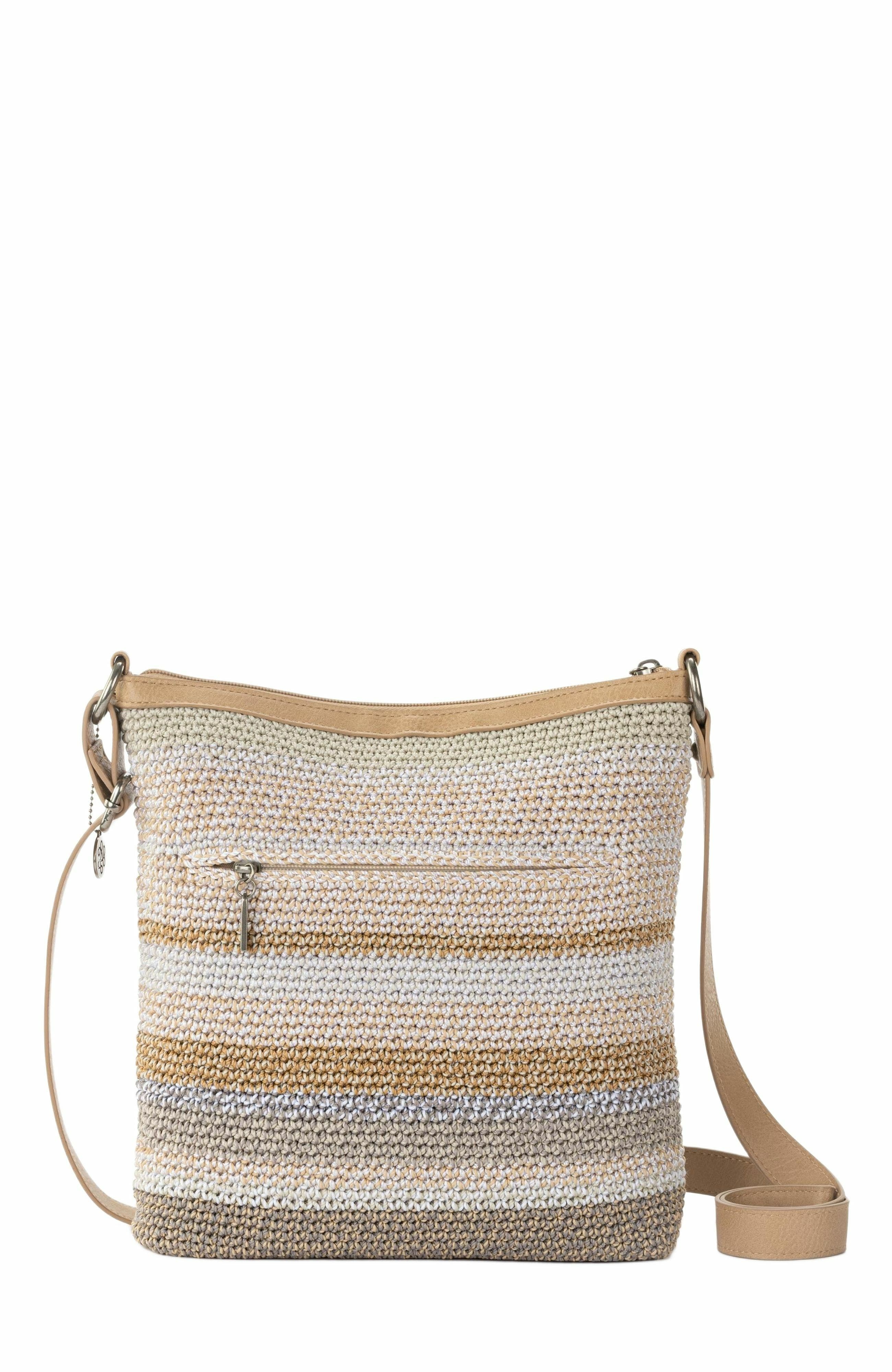 Lucia Crossbody Leather Bag, Alternate, color, Sand Stripe