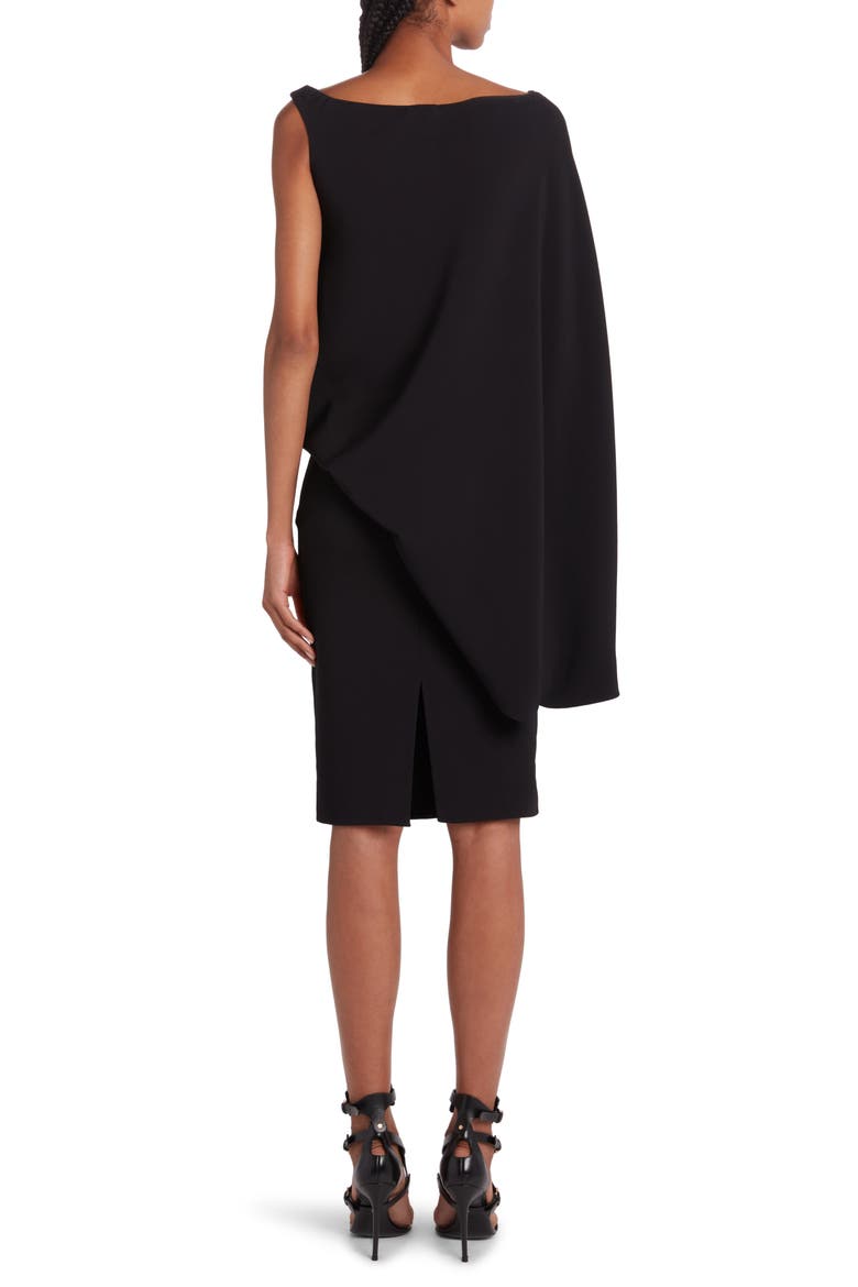 Asymmetric Stretch Cady Dress, Alternate, color, BLACK