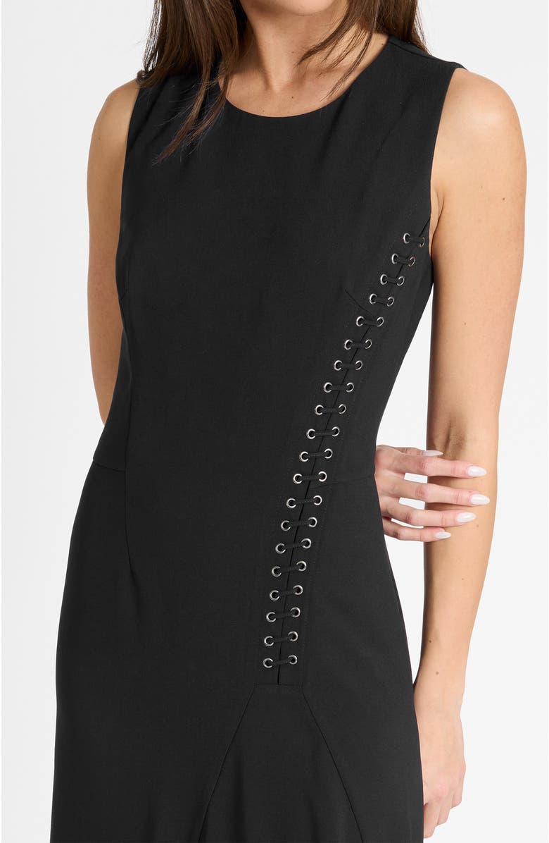 Santorelli Kylie Sleeveless Asymmetric Midi Crepe Dress, Alternate, color, Black