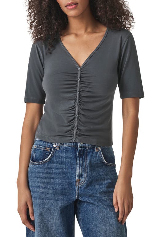 Splendid Yasmina Ruched T-shirt In Blue