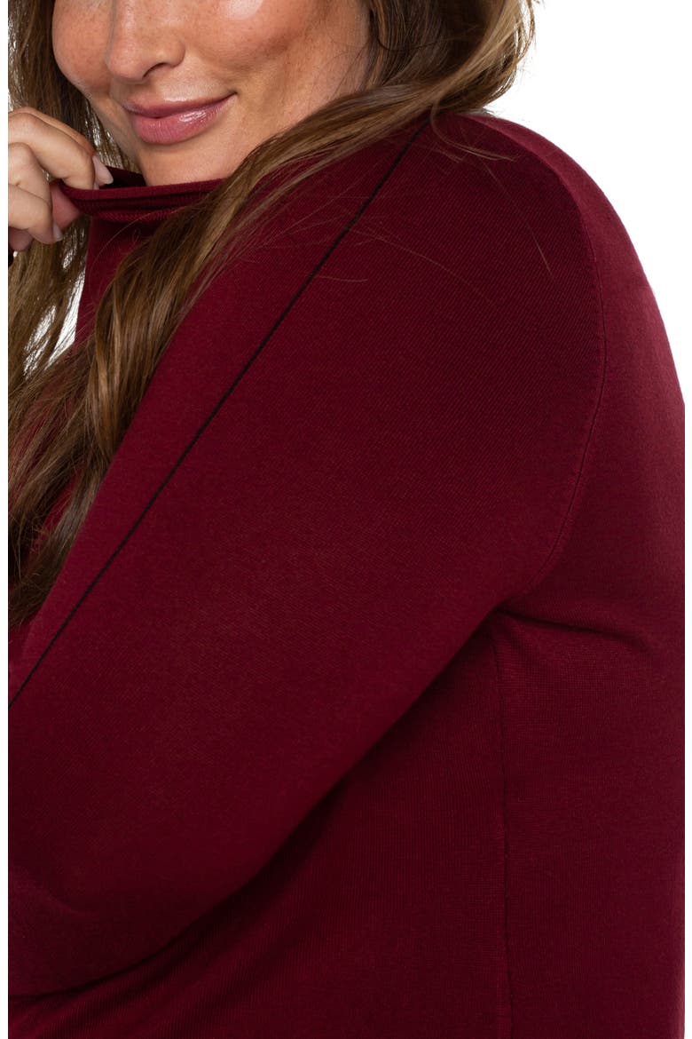 Mock Neck Roll Hem Sweater, Alternate, color, BURGUNDY
