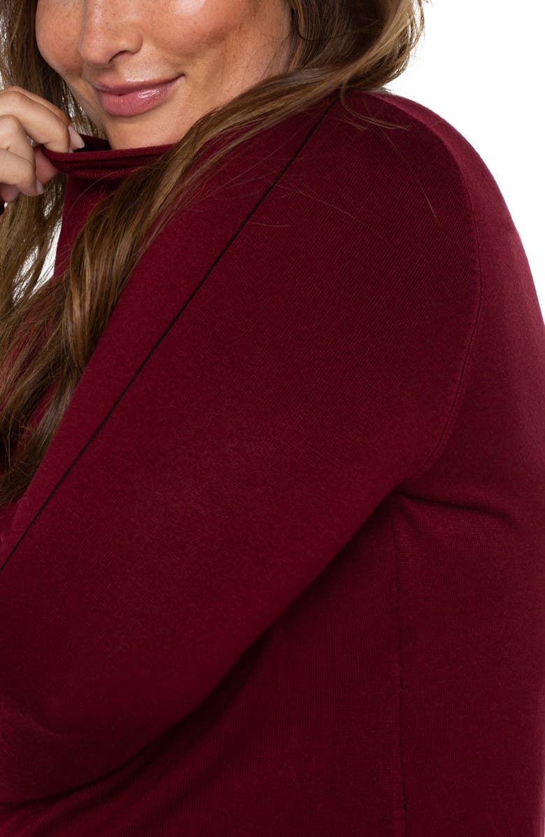 Liverpool Los Angeles Mock Neck Roll Hem Sweater, Alternate, color, Burgundy