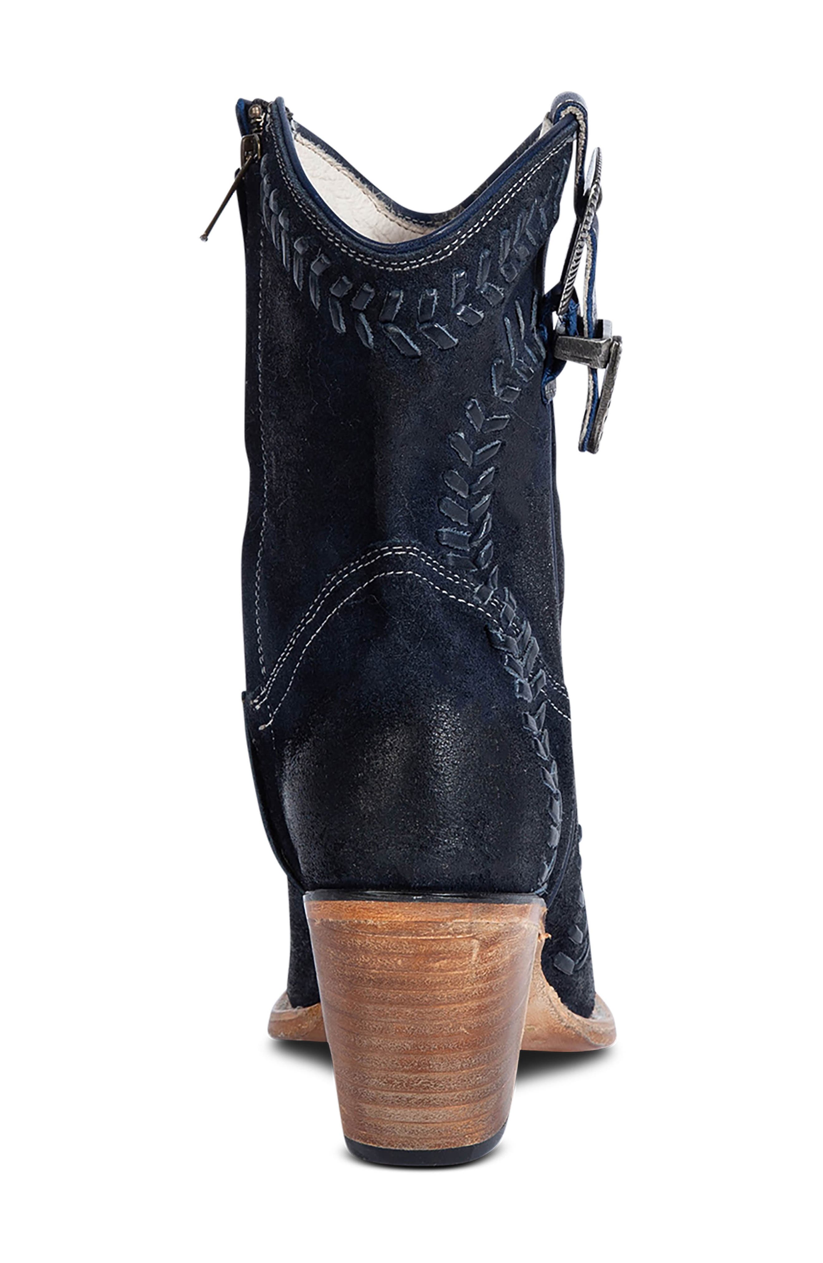 Freya Leather Western Bootie, Alternate, color, BLUE SUEDE