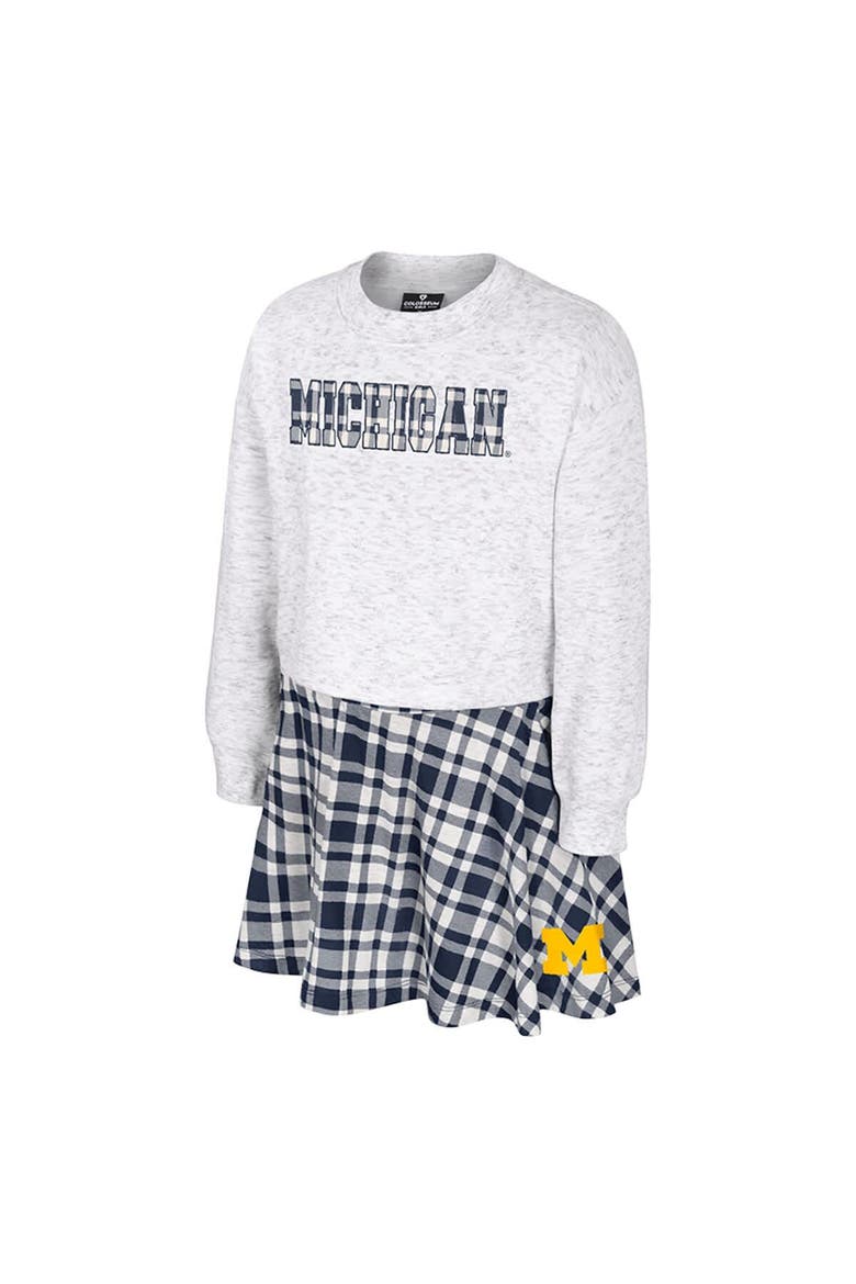 Girls Youth Colosseum Gray Michigan Wolverines Marceline Plaid Skirt and Top Set, Alternate, color, Gray