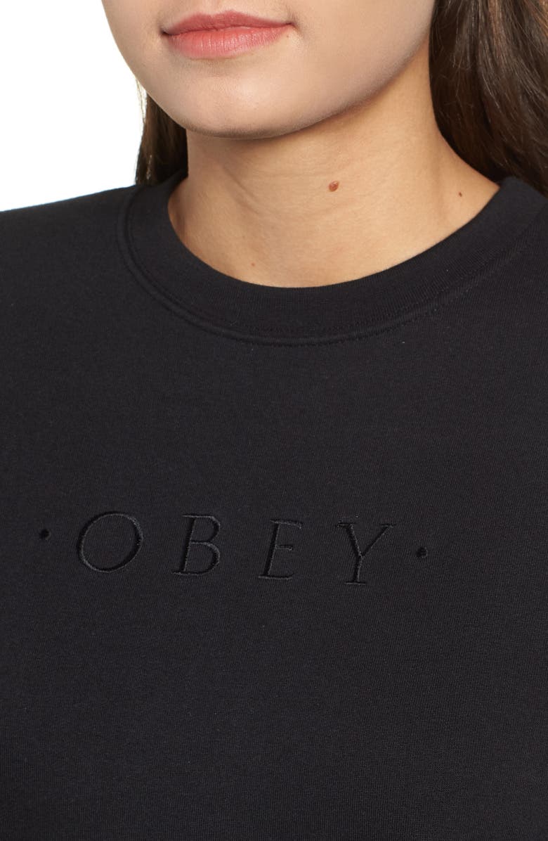 Obey Annie Logo Cotton Blend Crewenck Sweatshirt, Alternate, color,