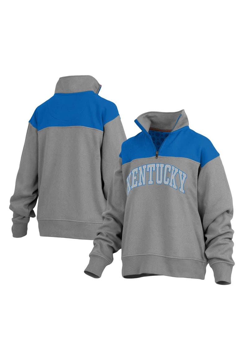 Women's Pressbox Gray Kentucky Wildcats Avon Fleece Quarter-Zip Jacket, Main, color, Gray