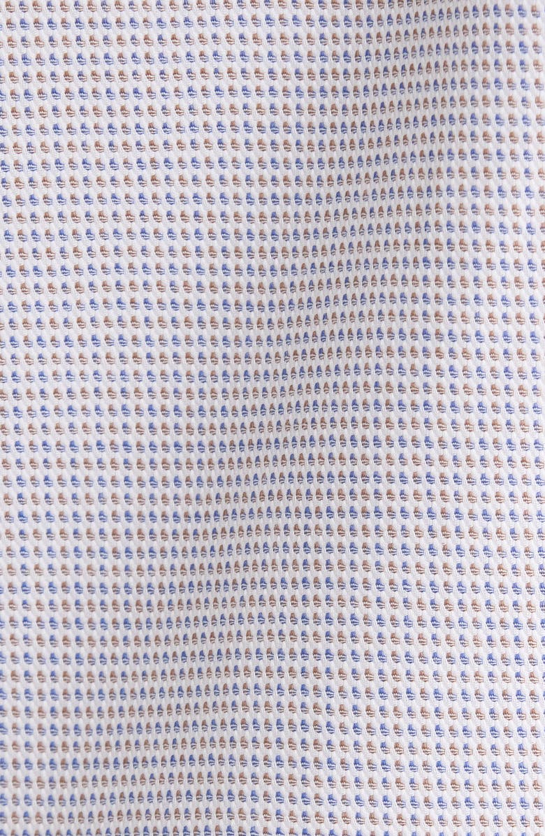 Nordstrom Traditional Fit Microcheck Premium Non-Iron Cotton Dobby Dress Shirt, Alternate, color, Blue- Brown Link Grid