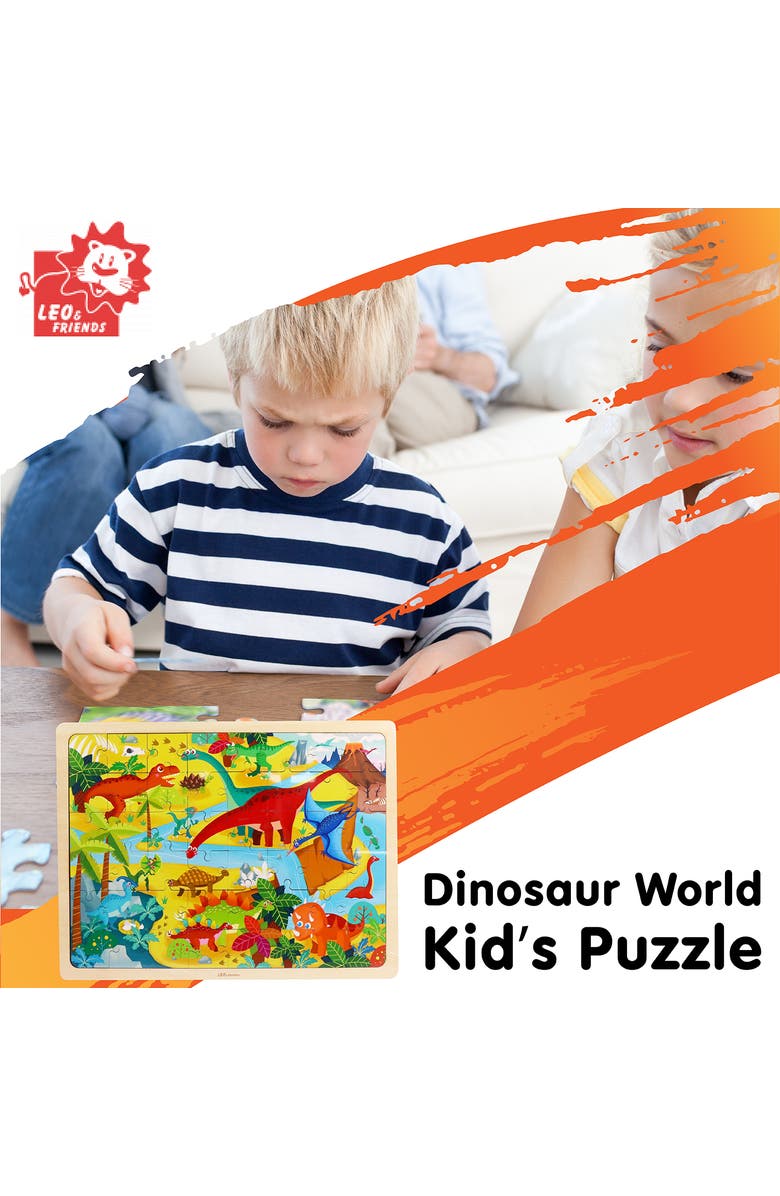 Leo & Friends Dinosaur World Kid's Puzzle, 48-Pieces for 3-Years-Old+, Alternate, color, Blue