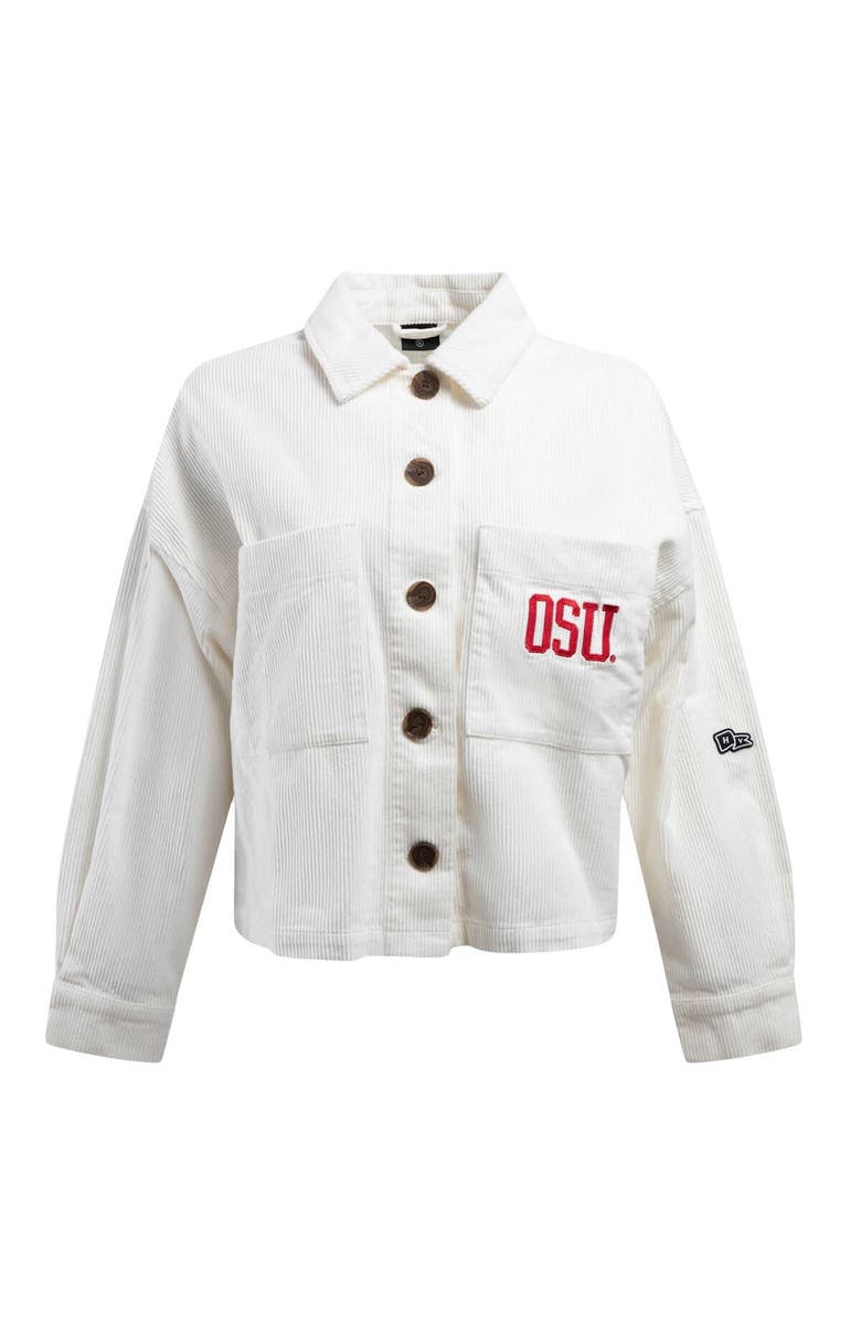 Hype and Vice Women's Hype and Vice Cream Ohio State Buckeyes Corduroy Button-Up Jacket, Alternate, color,