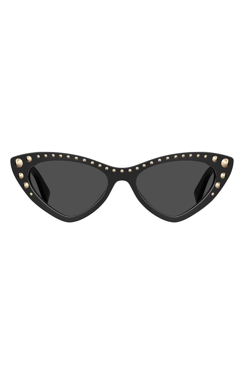 Moschino 53mm Studded Cat Eye Sunglasses, Main, color, Black