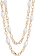 NORDSTROM RACK Faux Pearl Station Chain Layered Necklace