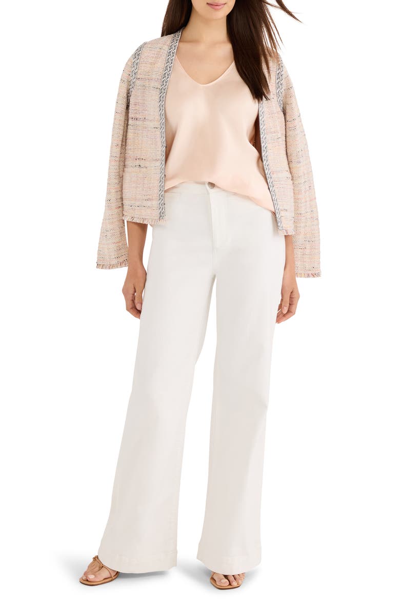 Fringe Trim Cotton Blend Jacket, Alternate, color, ORANGE MULTI
