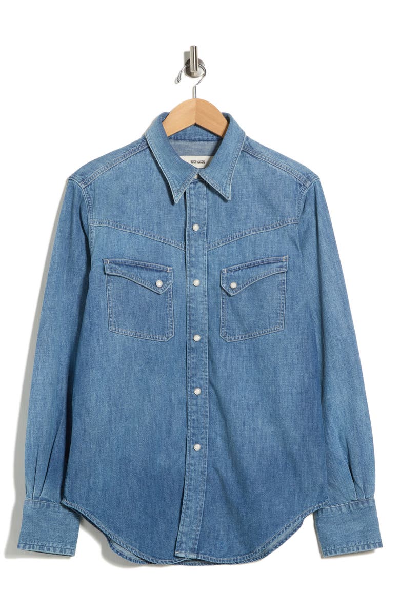 BUCK MASON Japanese Denim Lubbock Longhord Snap-Up Shirt, Alternate, color, M048