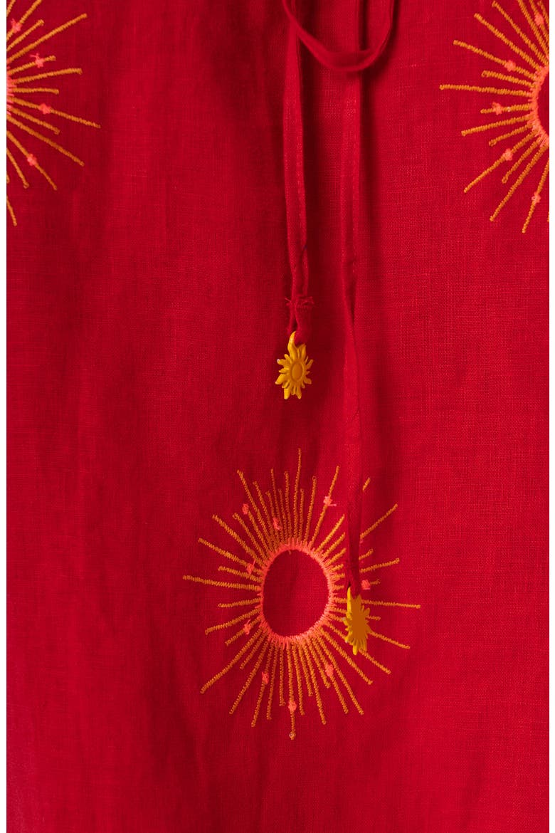 Eclipse Remi Linen Cover-Up Midi Sundress, Alternate, color, RED