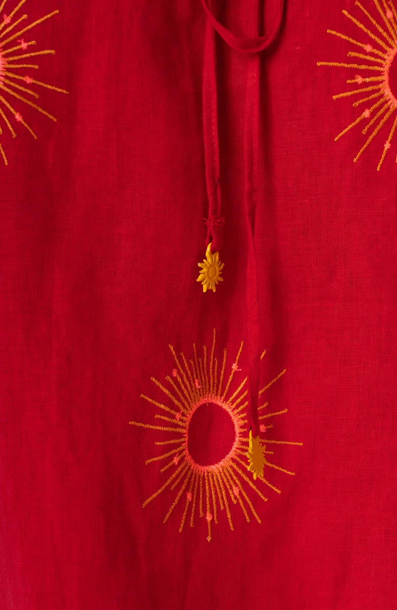Maaji Eclipse Remi Linen Cover-Up Midi Sundress, Alternate, color, Red