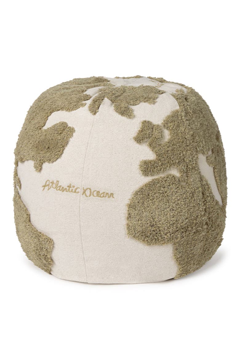 RugCycled World Map Washable Cotton Blend Pouf, Main, color, NATURAL SOIL BROWN