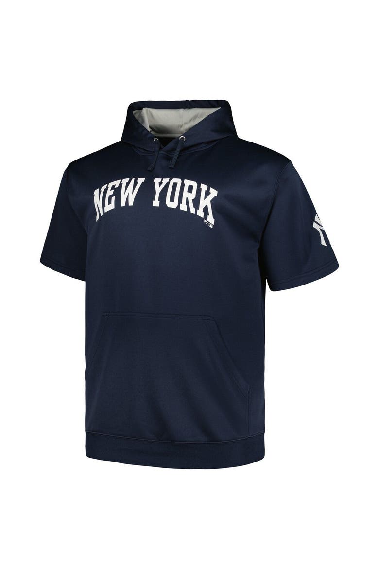 Men's Profile Navy New York Yankees Big & Tall Contrast Short Sleeve Pullover Hoodie, Alternate, color, Navy