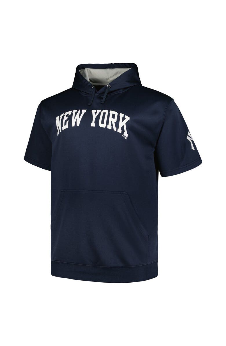 PROFILE Men's Profile Navy New York Yankees Big & Tall Contrast Short Sleeve Pullover Hoodie, Alternate, color, 