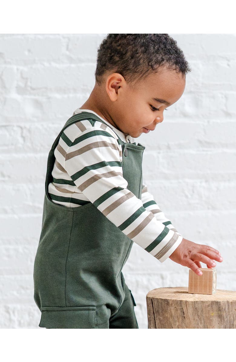 Colored Organics Organic Reef Long Sleeve Henley, Alternate, color, Trevor Stripe / Pine + Taupe