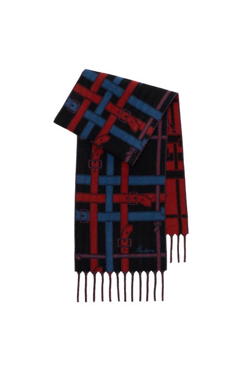 Burberry Belt Check Cashmere Scarf In Blue