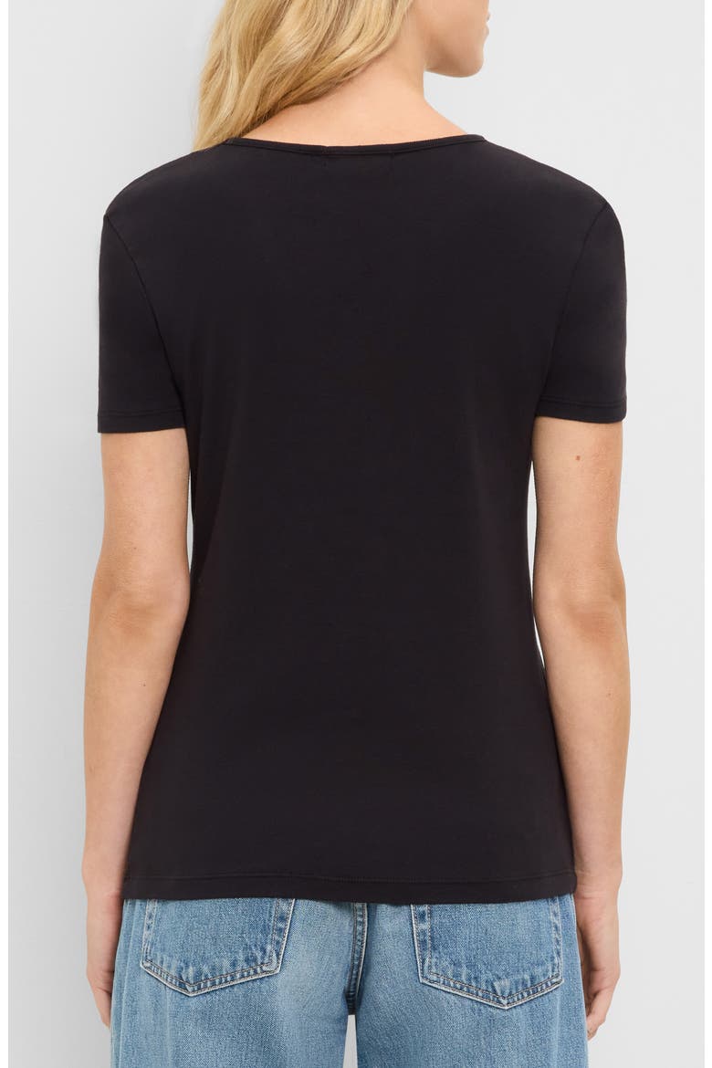 Haley Fine Binded Cotton T-Shirt, Alternate, color, BLACK