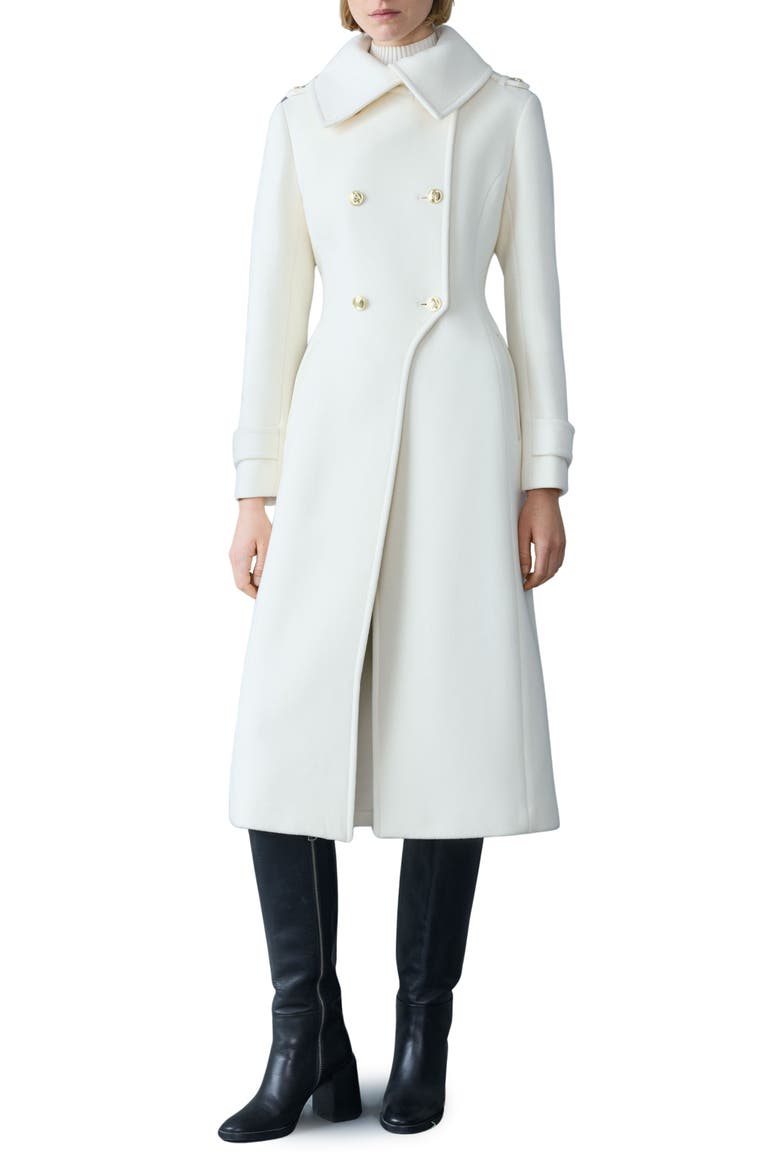 Elodie Double Breasted Military Maxi Coat, Main, color, CREAM