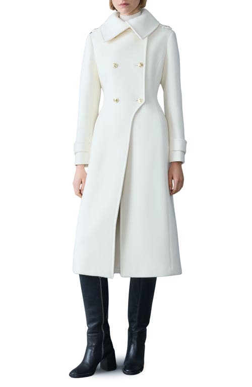Mackage Elodie Double Breasted Military Maxi Coat In White