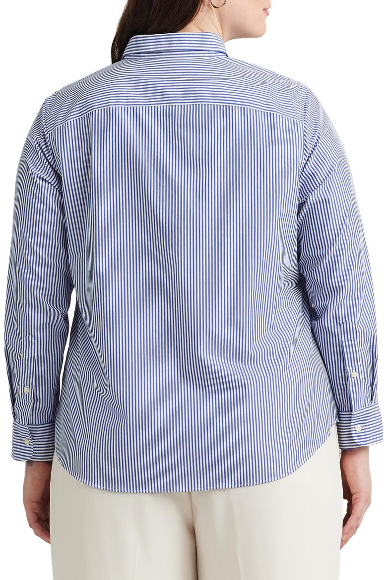 Stripe Easy Care Cotton Button-Up Shirt, Alternate, color, BLUE/WHITE
