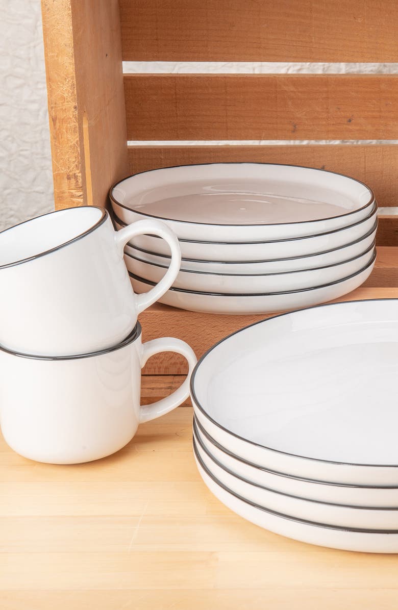 BIA Cordon Bleu Set of 4 Silhouette Dinner Plates, Alternate, color, White W/ Black