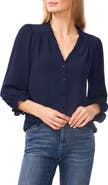 CeCe Ruffle V-Neck Blouse