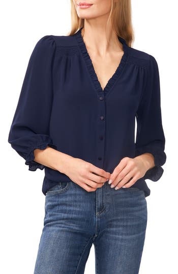 Cece Ruffle V-neck Blouse