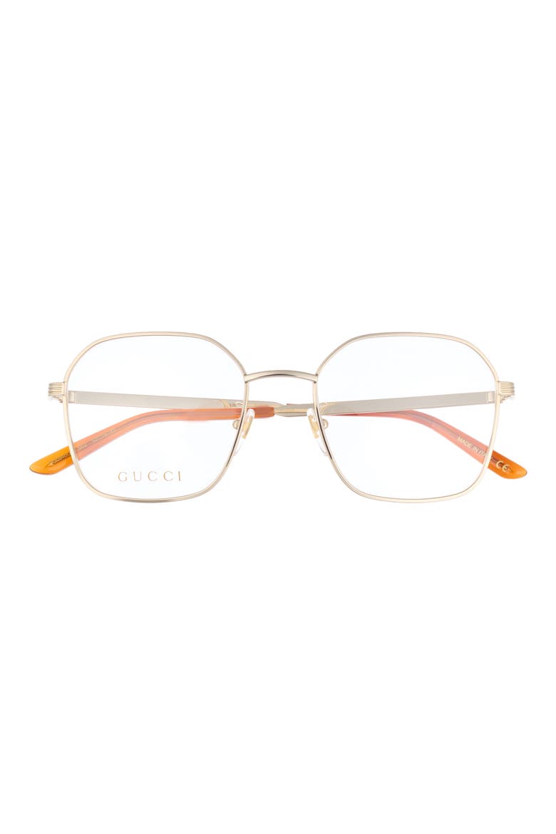 52mm Hex Metal Optical Frames, Main, color, GOLD GOLD TRANSPARENT