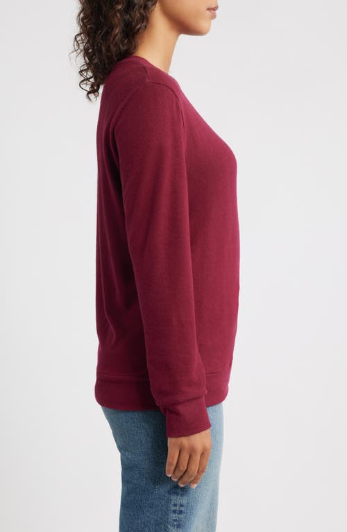 Loveappella Brushed Jersey Crewneck Top In Burgundy