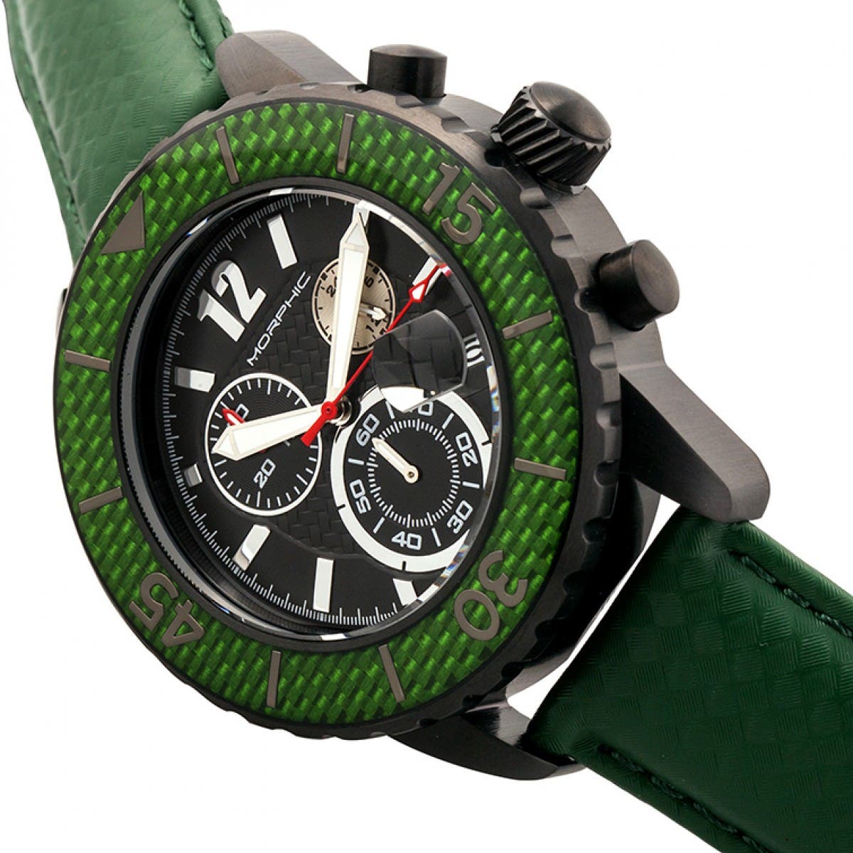 Morphic M51 Series Chronograph Leather-Band Watch w/Date 