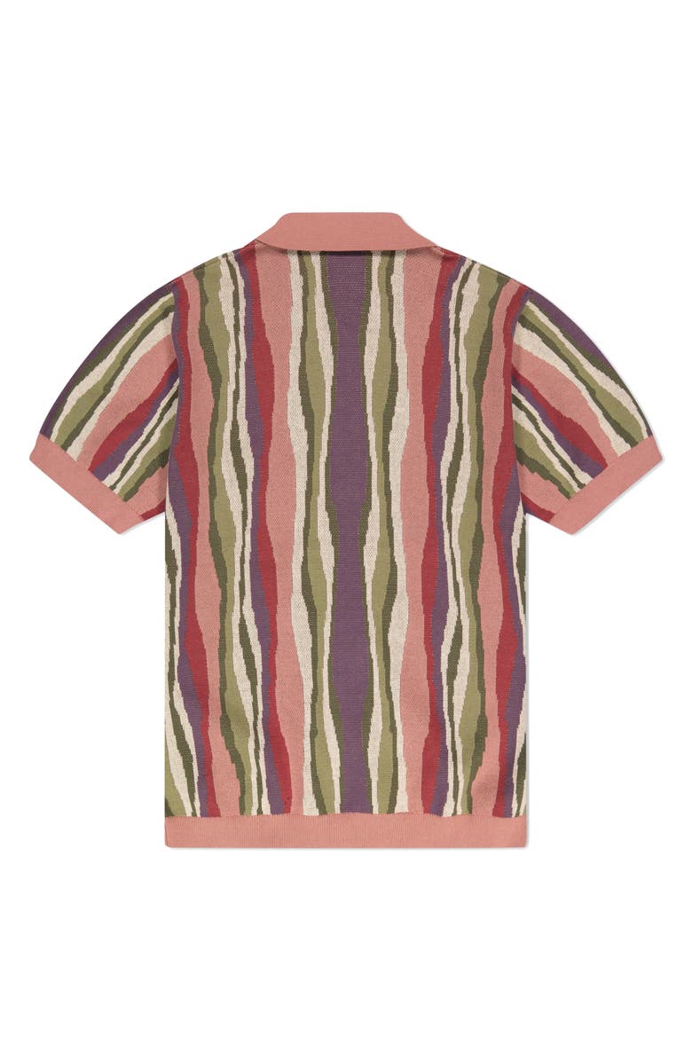 WeSC Stripe Short Sleeve Cotton Cardigan, Alternate, color, Dusty Rose