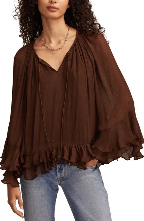 Ruffle Chiffon Trapeze Top