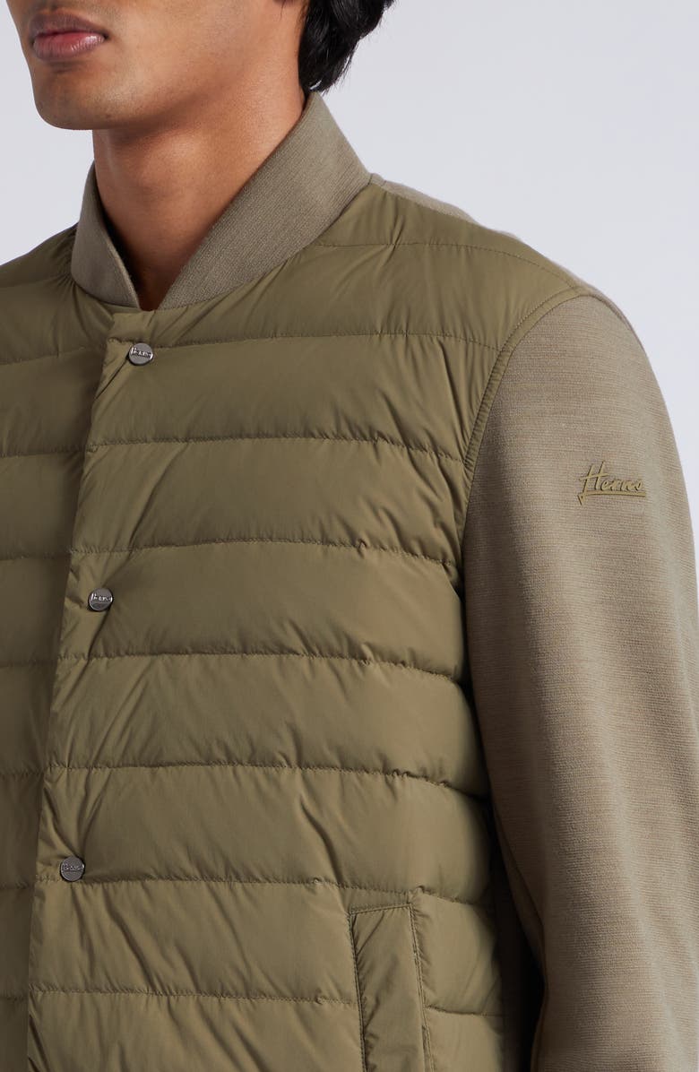 Herno Quilted Nylon & Knit Bomber Jacket, Alternate, color, 
